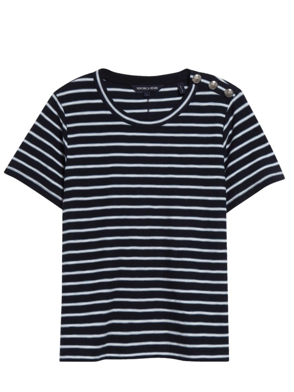 Veronica Beard Carla Stripe Crewneck Cotton T-Shirt NEW NWT